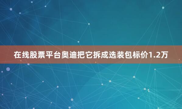 在线股票平台奥迪把它拆成选装包标价1.2万